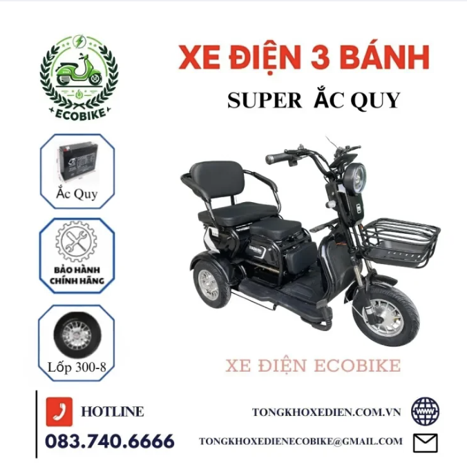 Xe Điện 3 Bánh Super Bản Thường Chạy Ắc Quy